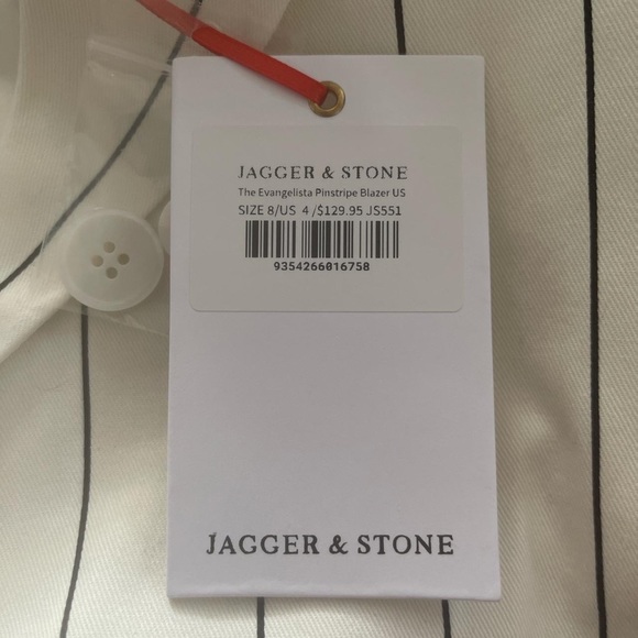 JAGGER & STONE EVANGELISTA PINSTRIPE BLAZER WHITE SIZE 8/ US 4 - Picture 4 of 4